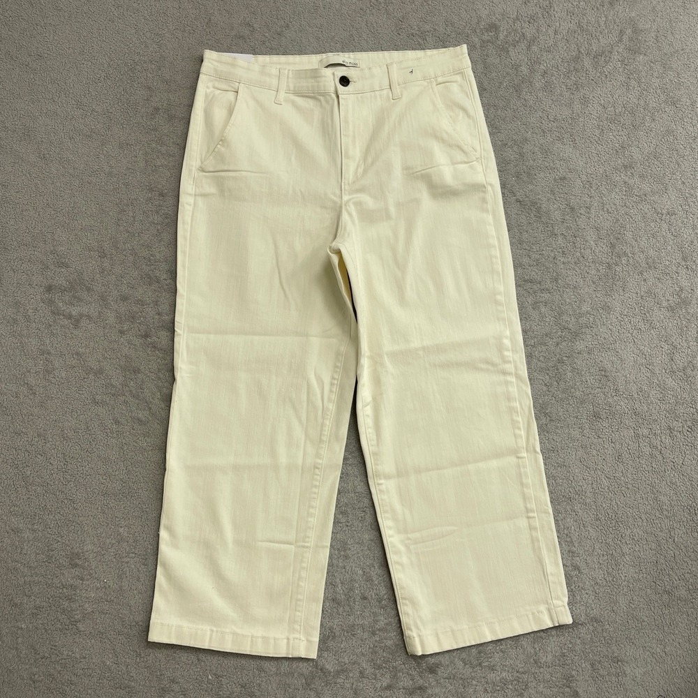 NEW Ella Moss Women's Size 12 Wide Leg Crop Pants Cream Cotton Blend - Picture 3 of 12